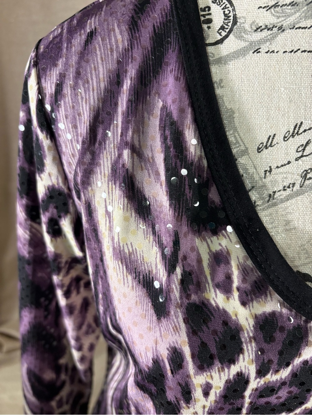 Susan Graver Purple Animal-Print V-Neck Tunic - Picture 4 of 6